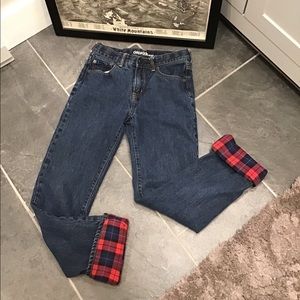 Gap Kids 1969 Flannel Lined Straight Leg Dark Wash Denim Blue Jean SZ 16